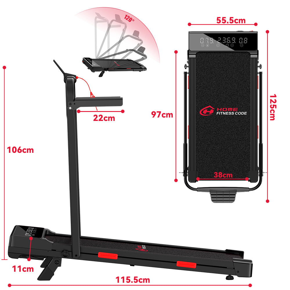 Klappbares Laufband Q2 Pro mit 5 % Manuelle Steigung, Geschwindigkeit 1–10 km/h (Neue Version)