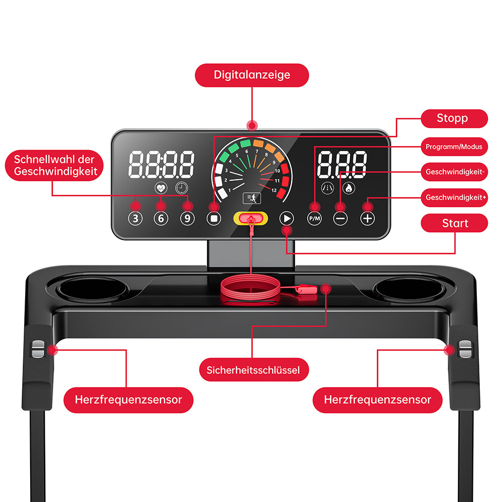 Klappbares Laufband Q8, 1-12 KM/H, 5% Manuelle Steigung