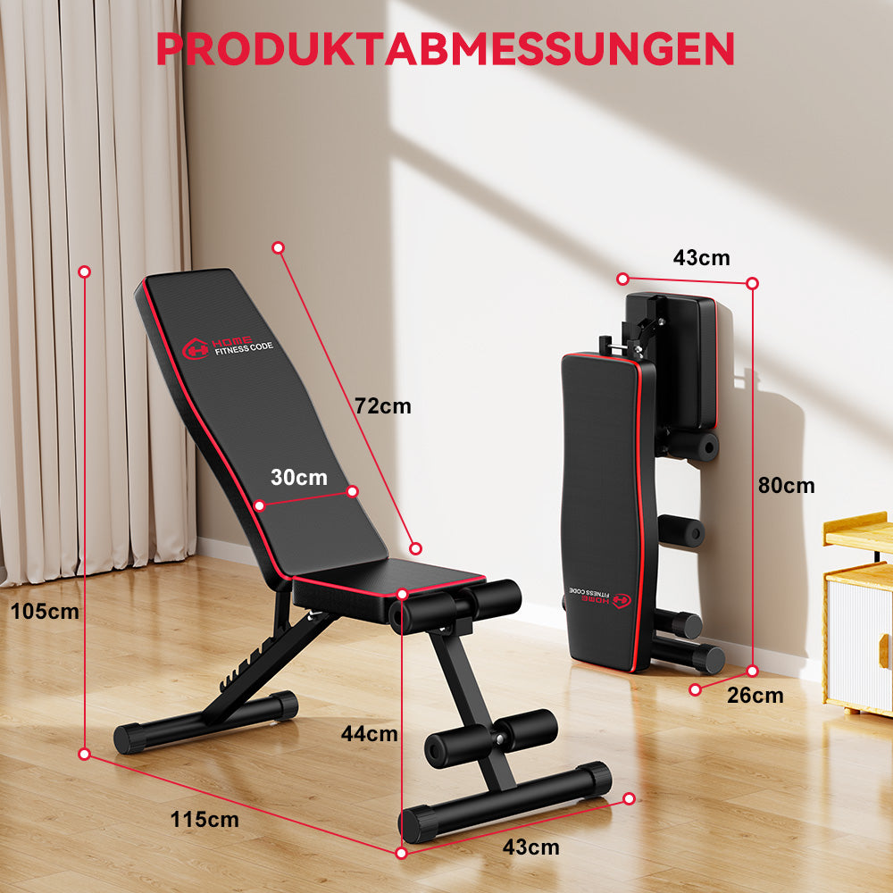Klappbare Trainingsbank B1, Rückenlehne Verstellbar