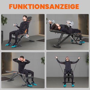 Verstellbare Workout-Hantelbank Klappbare Übungsbank mit 8 verstellbaren Rückenlehnen für Ganzkörperübungen mit Widerstandsbändern