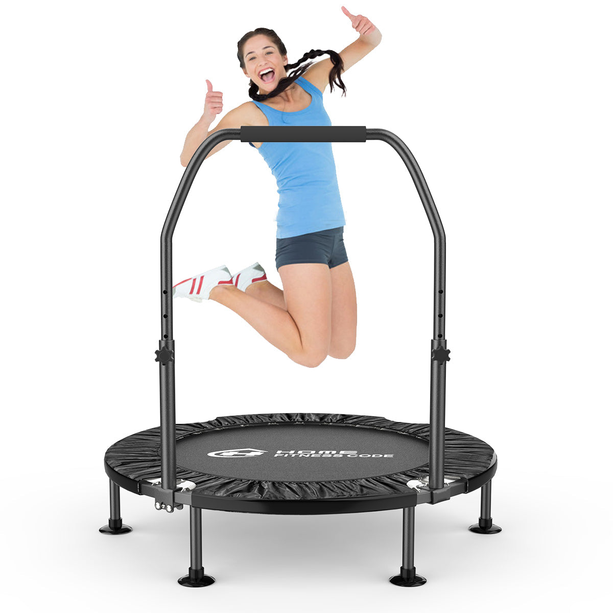 Fitness 40“ Falttrampolin, Übung Trampolin für Kinder & Erwachsene, Rebounder Trampolin für Indoor Outdoor