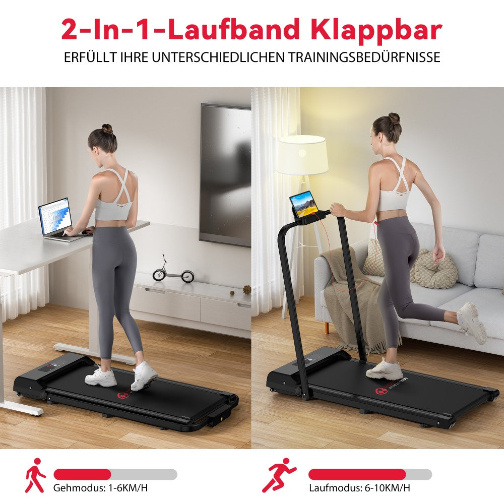 Klappbares Laufband C1, Tempo 1-10KM/H Schwarz Mit Matte