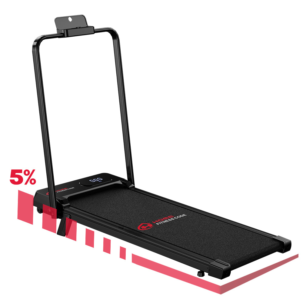 Walking Pad Kompaktes Laufband mit Geschwindigkeit 1–6 km/h, 5 % Manuelle Steigung, Mit Handlauf / Schwarz — Bild 2