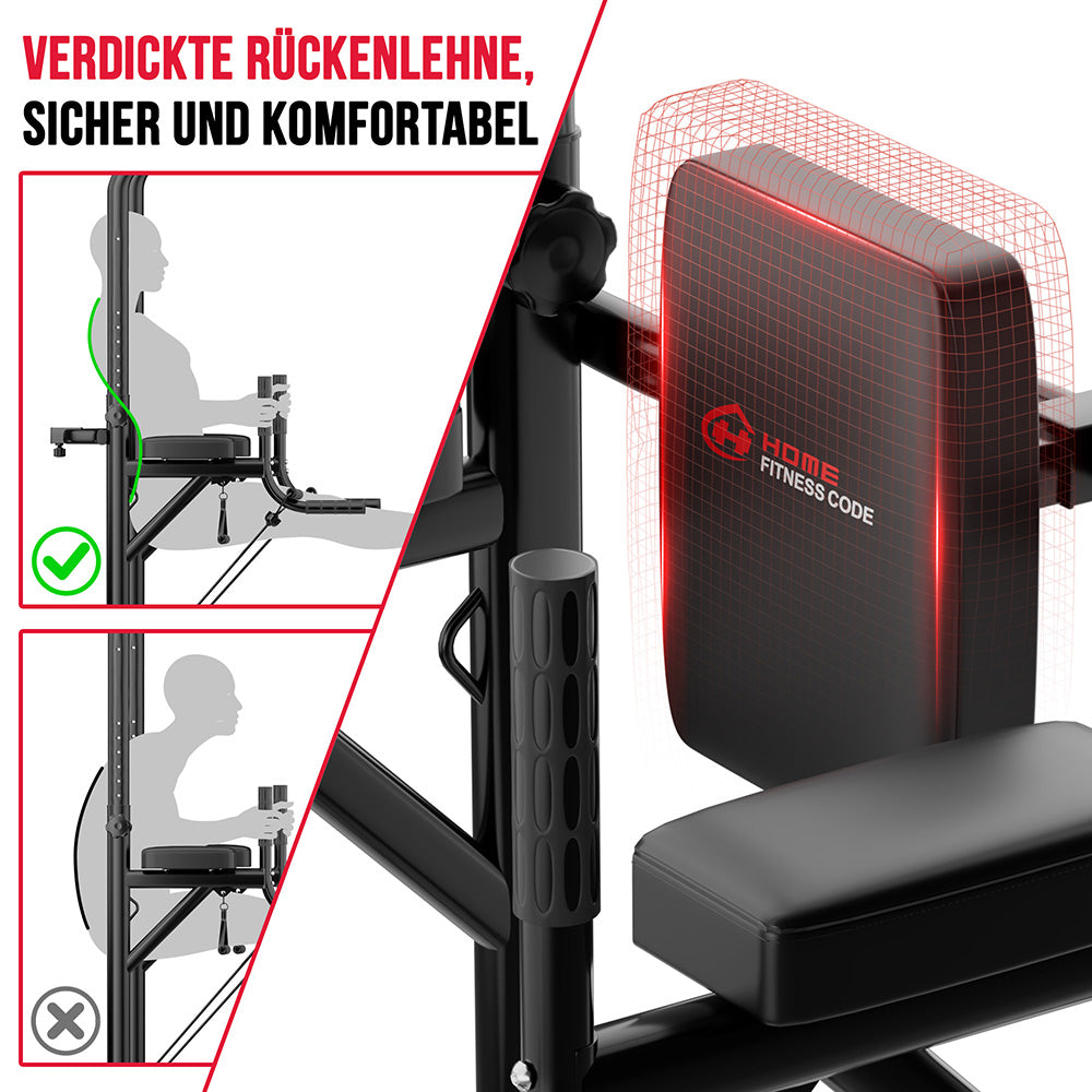 Power Tower Dip Station A1, mit Widerstandsbändern