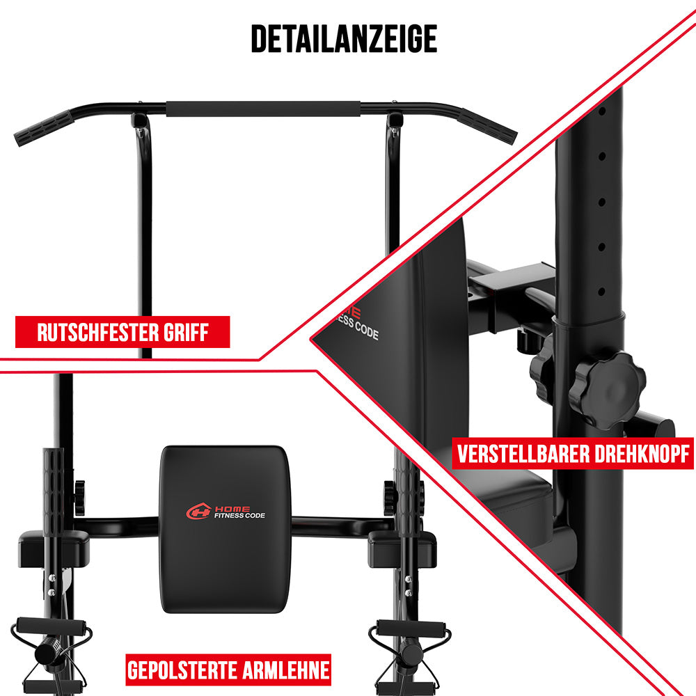 Power Tower Dip Station A1, mit Widerstandsbändern