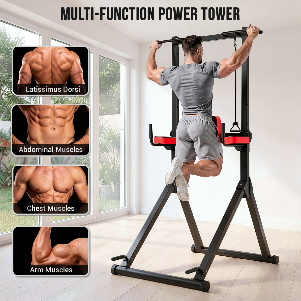 Power Tower Dip Station B1, 12-Stufige Höhenverstellung
