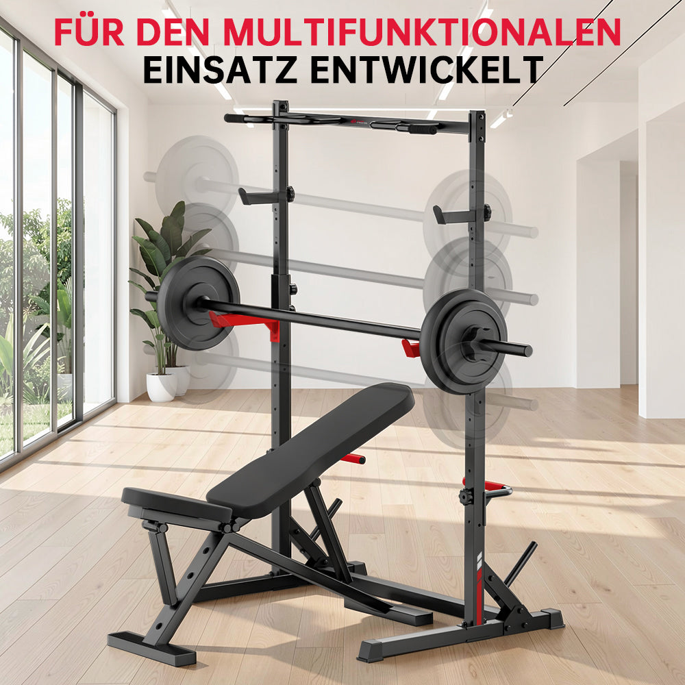 Kniebeuge Half-Rack mit Klimmzugstange
